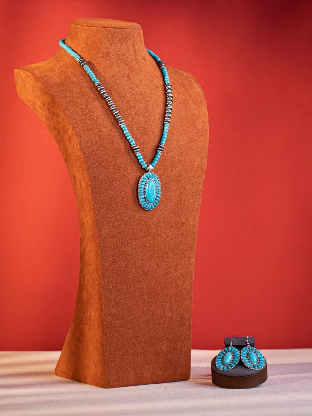 Rustic Couture Western Turquoise Jewelry Set – Dangle Earrings & Necklace - Picture 6 of 6